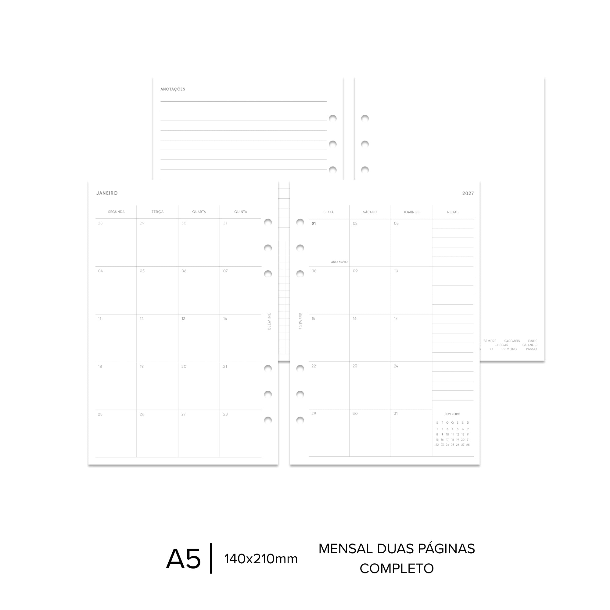 Planner Mensal Datado 2027 | Duas Páginas
