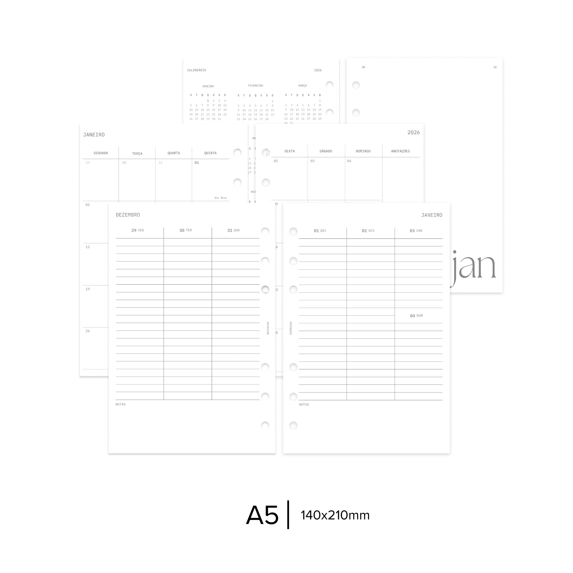 Refil Planner Datado 2026 |  A5