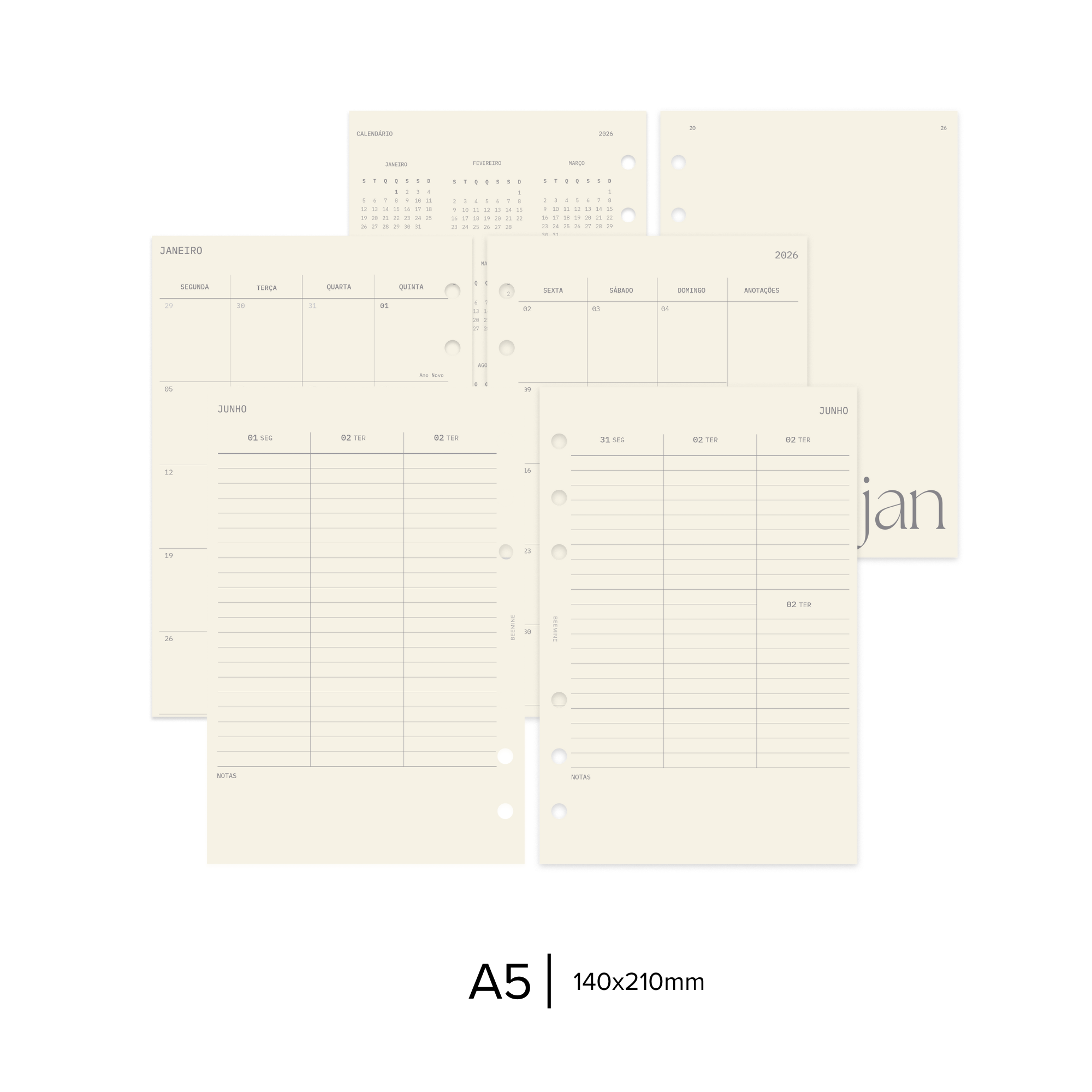 Refil Planner Datado 2026 |  A5