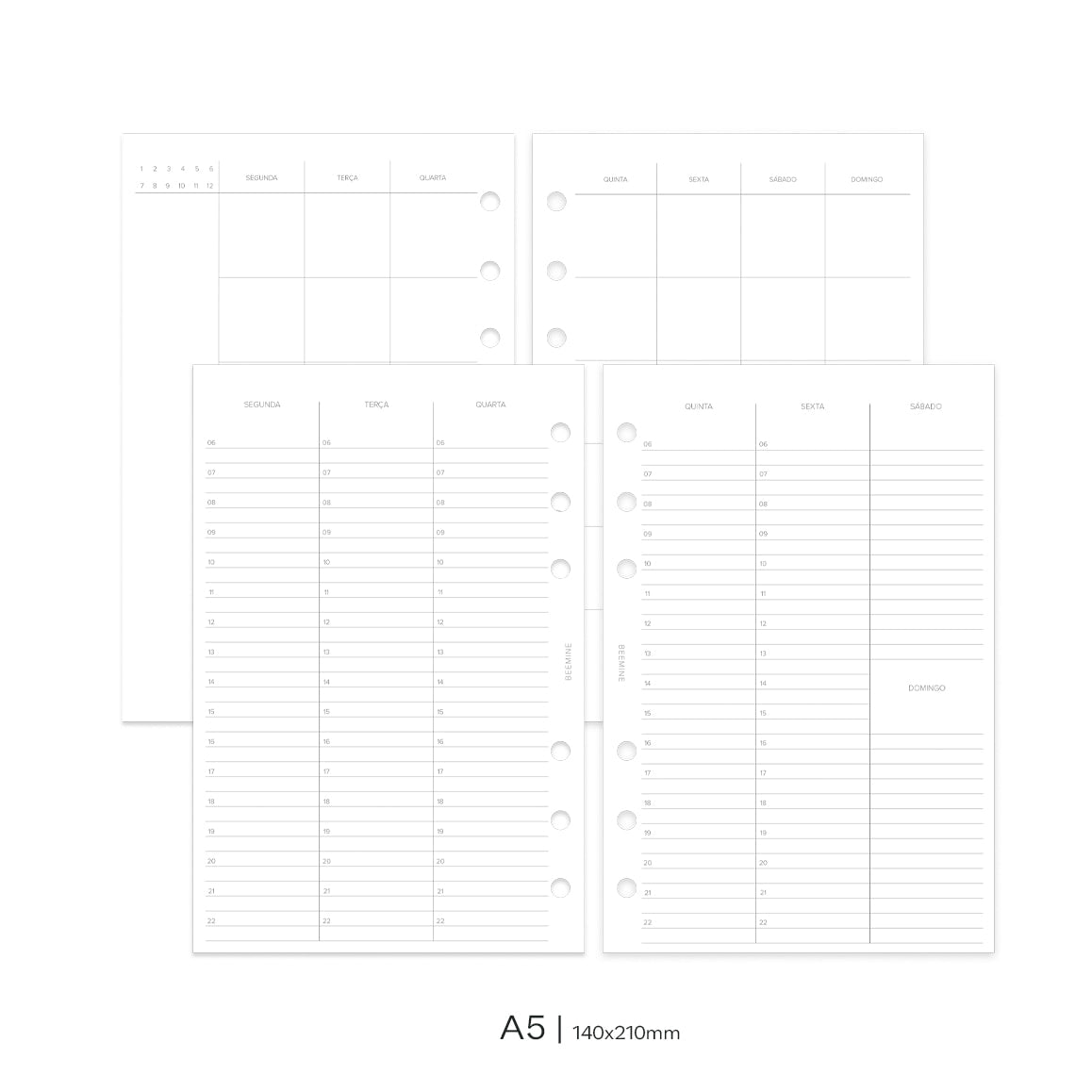 Insert Planner Permanente | Vertical com horários