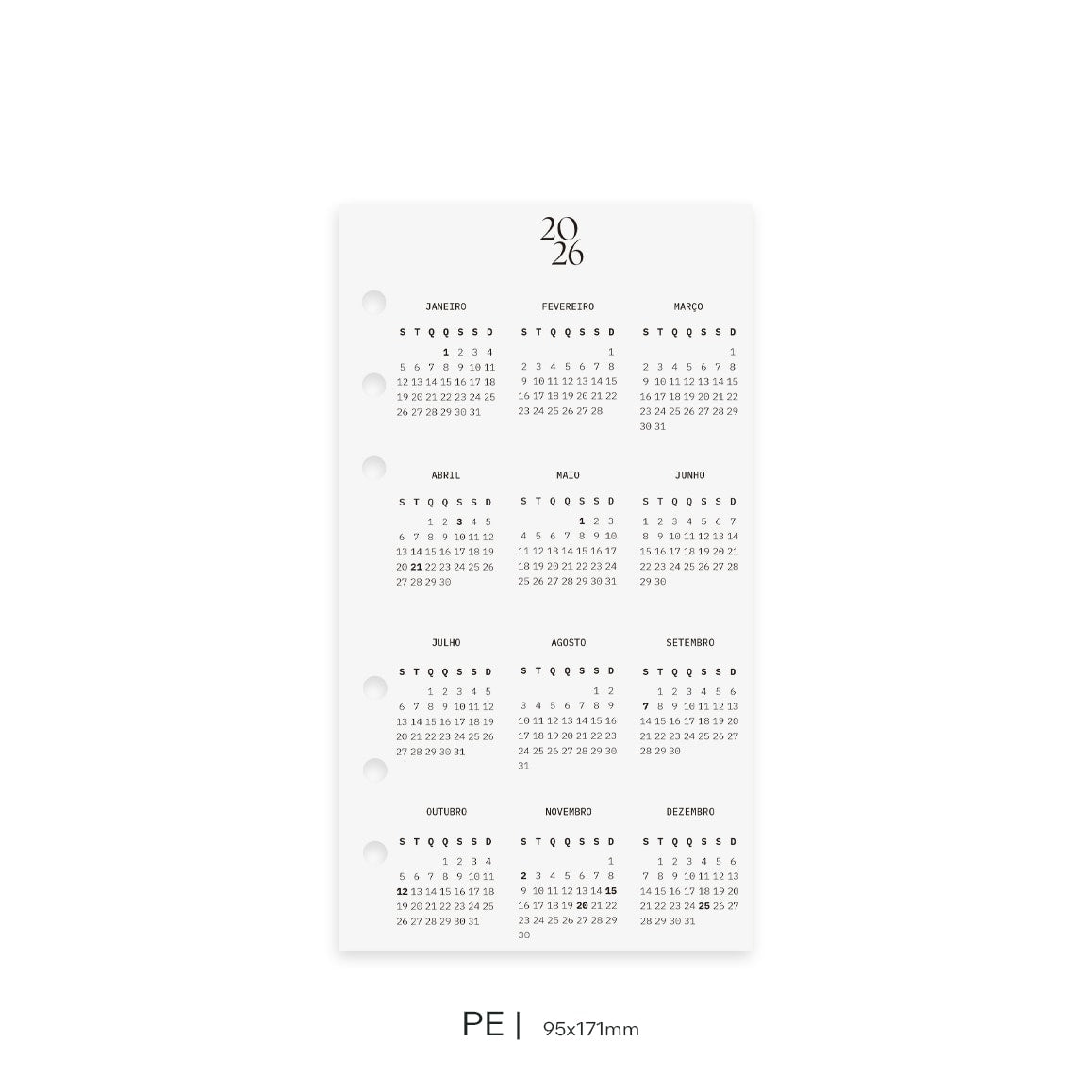 Dashboard Calendário 2026