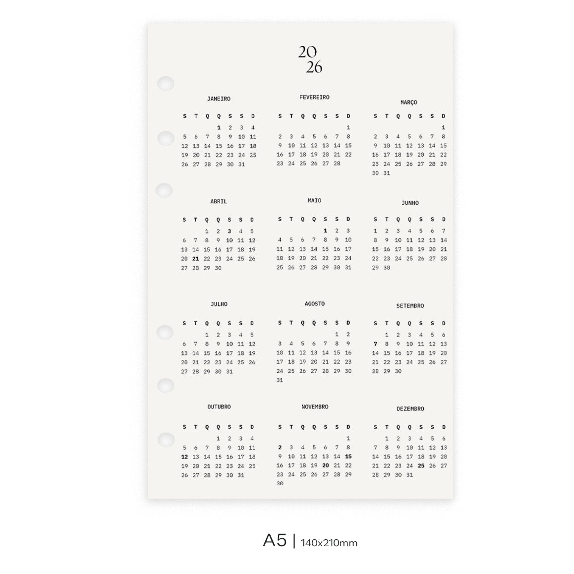 Dashboard Calendário 2026 | Vellum